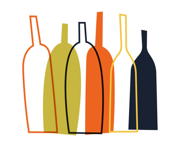 koncepcja projektu butelek wina - white background ideas food and drink lifestyles stock illustrations