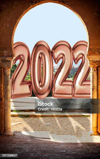 The Entrance Of The Old Mosque Of El Mansourah The Mosque Has 13 Gates This One Is The Main With 2022 Balloon New Years Concept Stock Photo - Download Image Now