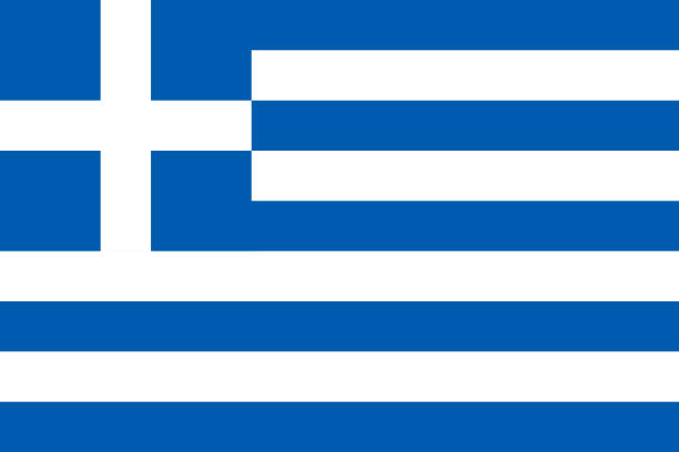 ilustrações de stock, clip art, desenhos animados e ícones de official flag of hellenic republic. correct proportions and colors - peninsula