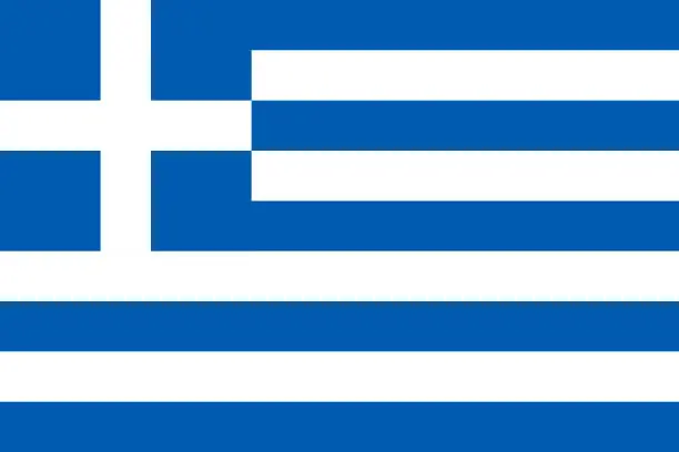 Vector illustration of Official flag of Hellenic Republic. Correct proportions and colors