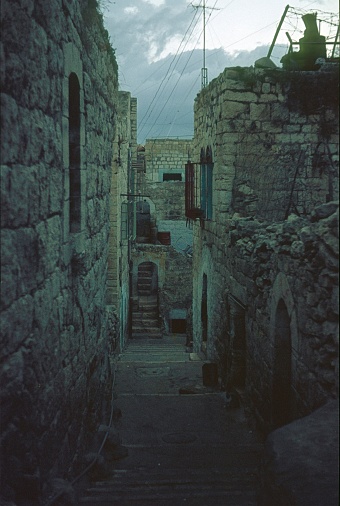 Greater Jerusalem, Israel, 1976. Narrow alley in an Arab quarter.