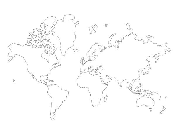 World map illustration Vector illustration of the world map in a minimalist style. world map outline stock illustrations