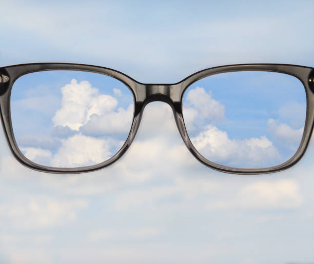 istock Black glasses on the blue Sky 1311342998