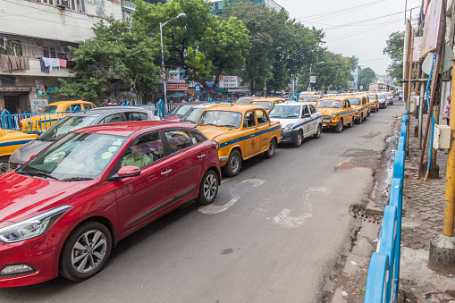 KOLKATA, INDIA - OCTOBER 27, 2016: View of traffic jam in Kolkata, India