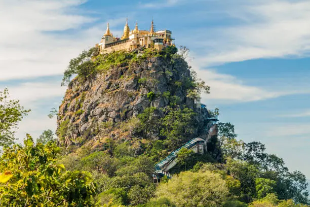 View of Mt Popa mountain in Myanmar
