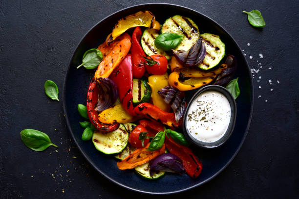 istock Grilled vegetables with yogurt sauce 1311349004