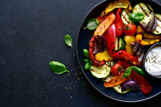 istock Grilled vegetables with yogurt sauce 1311349031