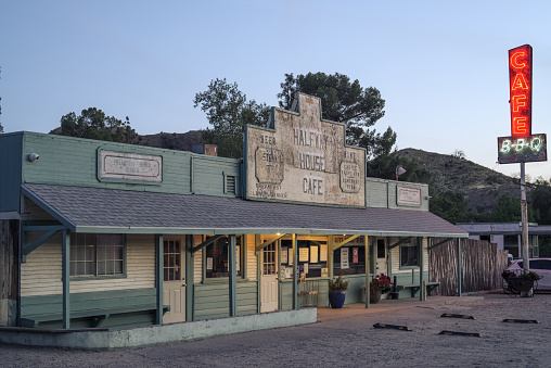 Santa Clarita, CA, USA - April 6, 2021: this image shows a traditional cafe in the high desert of Southern California.