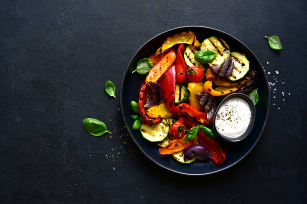 istock Grilled vegetables with yogurt sauce 1311349051