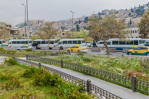 Amman, Jordan - March 23, 2017: Nakheel Square in the center of Amman, Jordan