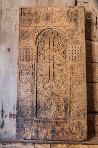 istock Stone cross Khachkar at Noravank monastery complex in Armen 1311351901