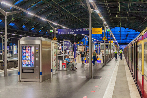 Berlin, Germany - August  9, 2017: View of Berlin S-Bahn rapid transit railway system station Ostbahnhof.