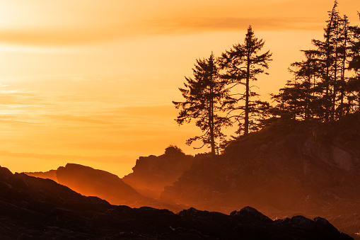 Sunset along the west coast of Vancouver Island.