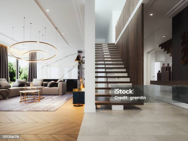 Modern Luxury Home Interior Stock Photo - Download Image Now - Luxury, Home Interior, Indoors