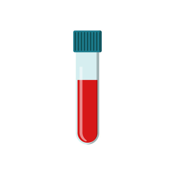 Vector laboratory test tube with blood. Check up isolated medical icon vector art illustration