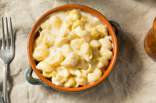 Healthy Homemade White Macaroni and Cheese in a Bowl