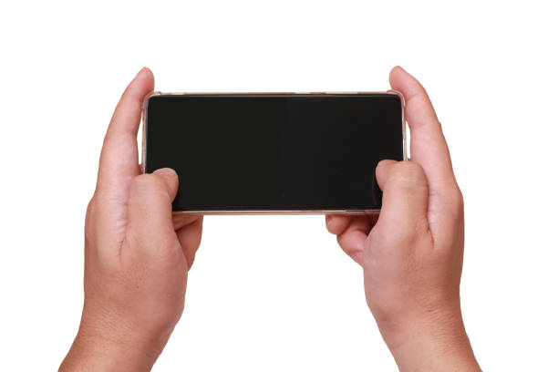 istock Hand holding smart phone, cut out design element isolated on white 1311380027