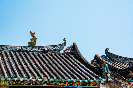 Roof Detail of Ping Shan Heritage Trail historical street in Hong Kong