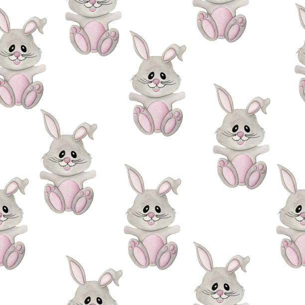 istock Seamless pattern with watercolor cute cartoon gray bunnies, hand painted watercolor Easter pattern for wallpaper, wrapping paper, scrapbooking, fabrics, textiles 1311384166