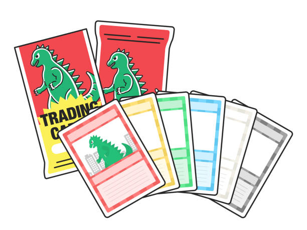 ilustrações, clipart, desenhos animados e ícones de ilustração de um pacote de reforço de cartão de troca. - trading card