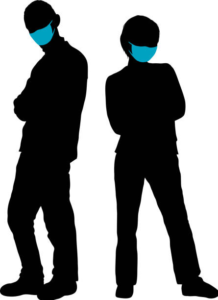 Cool People Wearing Masks Silhouette Cool people wearing masks. business casual fashion stock illustrations