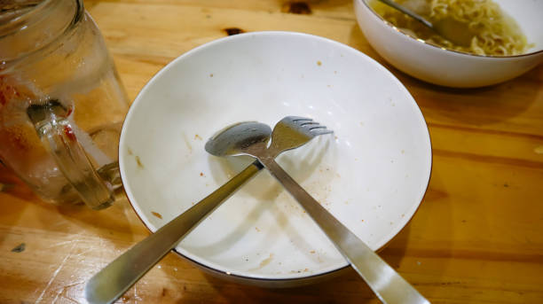 empty bowl tidied up after eating