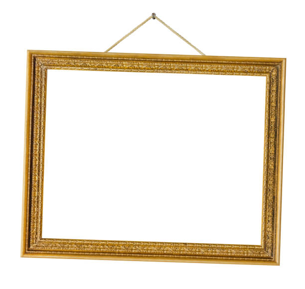 istock Old wooden picture frame hanging on a rope 1311393131