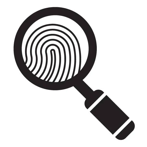 Vector illustration of Screening the Suspect Fingerprint Concept, Biometric Searching on White background, Crime and Forensic Evidence Scanning Vector Icon Design