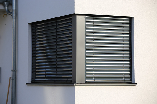 Window with modern venetian blind
