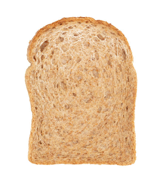 istock Healthy whole wheat bread slice isolated on white 1311398377