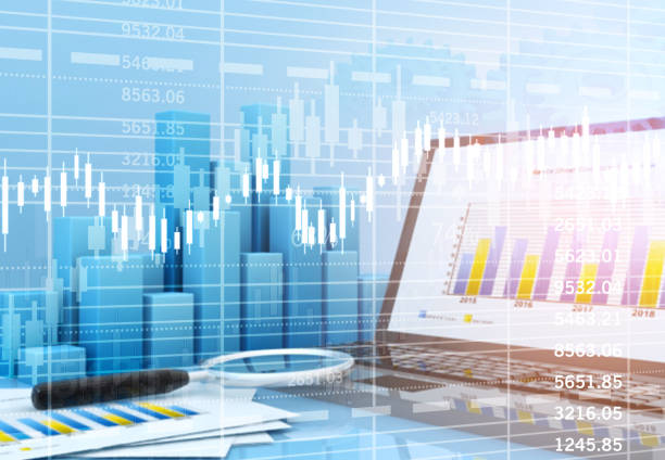 istock Financial stock market graph. Laptop computer with graph charts 1311401294
