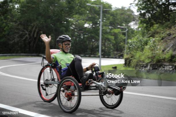 Recreational Activity Stock Photo - Download Image Now - Tricycle, Senior Adult, Recumbent Bike