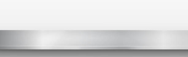 金属キッチンカウンタートップ、鉄の質感、白い背景に大きなテーブル - ベクトル - テーブル点のイラスト素材／クリップアート素材／マンガ素材／アイコン素材