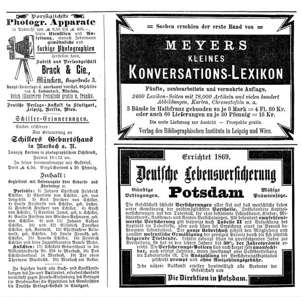 istock Advertising page in German magazine, 1892, including Meyers Konversationslexikon 1311404924