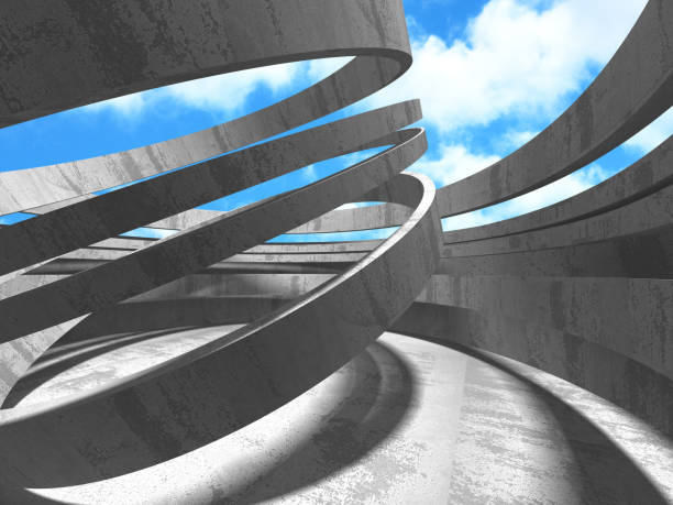 istock Concrete room wall construction on cloudy sky background 1311406550