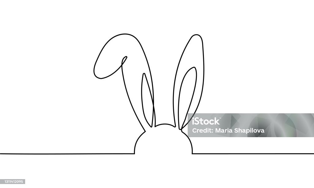 Dibujo continuo de una línea de Conejo de Pascua - arte vectorial de Pascua libre de derechos