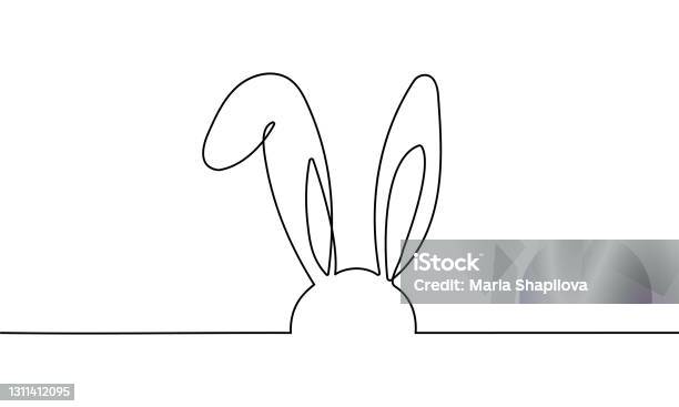 Ilustración de Dibujo Continuo De Una Línea De Conejo De Pascua y más Vectores Libres de Derechos de Pascua - Pascua, Conejo de pascua, Diseño de trazado