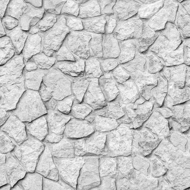 istock Seamless texture white Slate cut Stone. Tiling clean for background pattern. Rectangle mosaic tiles wall high resolution. Old or artificially aged in production