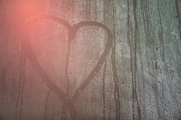 istock Heart on the wet steambath glass 1311419782