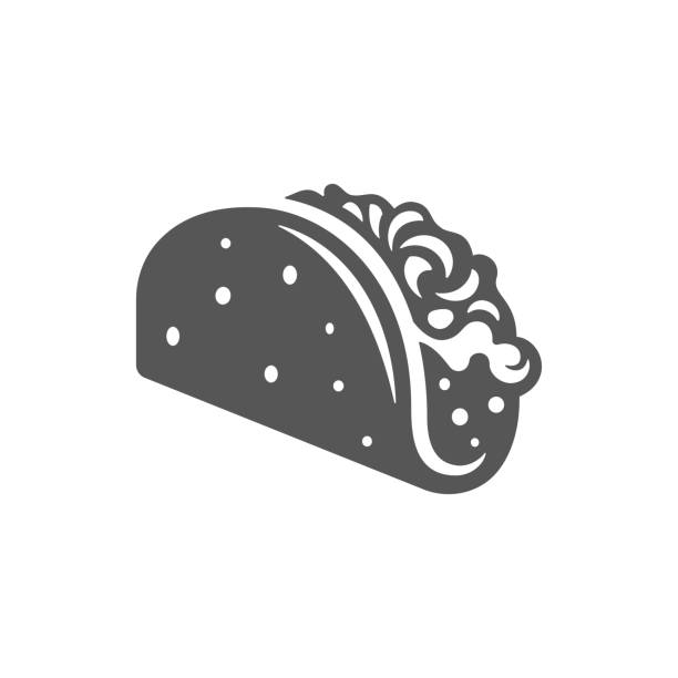 ilustrações, clipart, desenhos animados e ícones de silhueta de tacos isolada na ilustração do vetor de fundo branco - taco chips