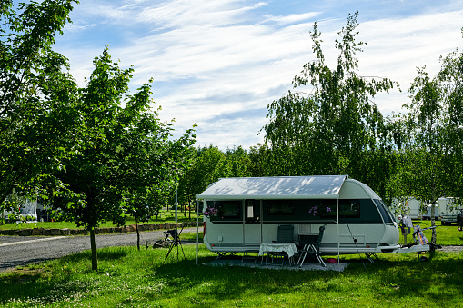 Travelling in nature with the caravan Motorhome Camping Holidays with the family