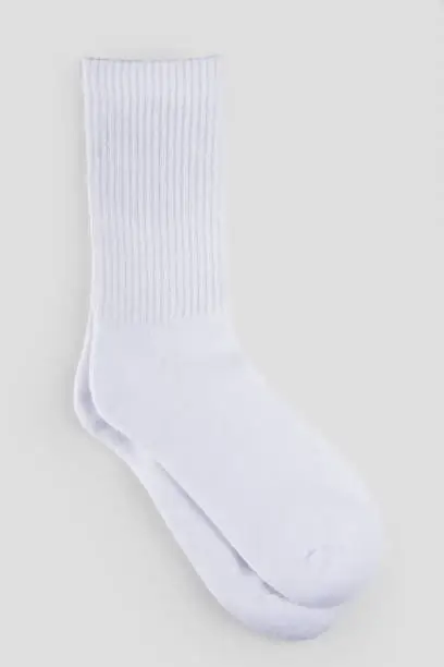 Photo of Tall socks on an isolated white background. Men's socks.