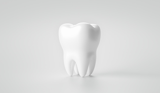 Blanquear la salud dental y dental en el fondo del tratamiento con dientes de limpieza. Renderizado 3D. photo