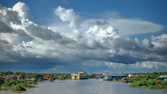 Floating fishing village in Cambodia. Tonle sap lake.