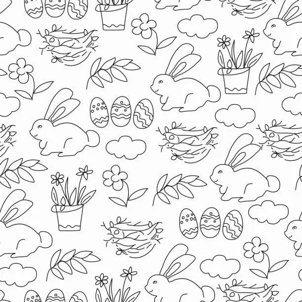 Vector illustration of Seamless pattern on the theme of Easter and spring