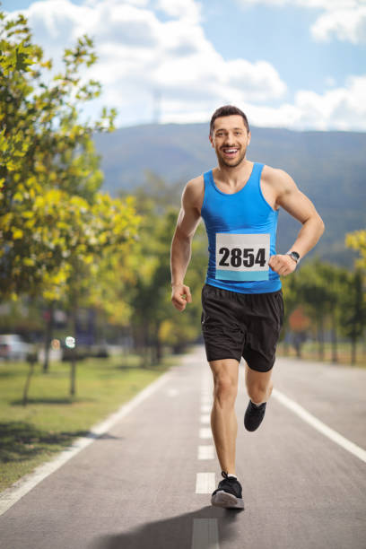 istock Young male runner on a marathon 1311428537