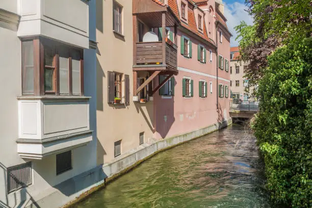 Small water canal in the old town of Augsburg, Germany