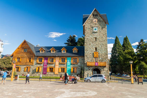 SAN CARLOS DE BARILOCHE, ARGENTINA - MARCH 18, 2015: Civic center on a main Square in Bariloche, Argentina.