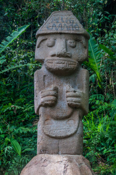 istock Ancient statue in archeological park in San Agustin, Colombia 1311439761