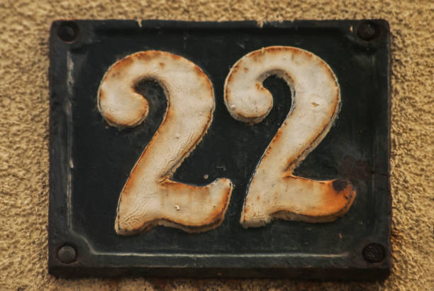 istock Old retro cast iron plate number 22 1311441338